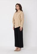 SIde flower detail button down long sleeve top TOP Gracia Fashion 