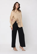 SIde flower detail button down long sleeve top TOP Gracia Fashion 