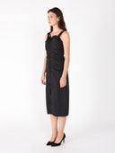Side Gathered Front Slit Strape Dress DRESS Gracia Fashion 