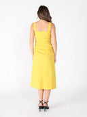 Side Gathered Front Slit Strape Dress DRESS Gracia Fashion 
