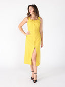 Side Gathered Front Slit Strape Dress DRESS Gracia Fashion 