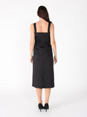Side Gathered Front Slit Strape Dress DRESS Gracia Fashion 
