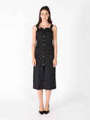 Side Gathered Front Slit Strape Dress DRESS Gracia Fashion BLACK S 