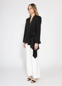 Side ruffle bow front open coat JACKET Gracia Fashion 