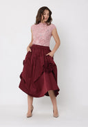 Side Trim Detail Gather Skirt SKIRT Gracia Fashion 