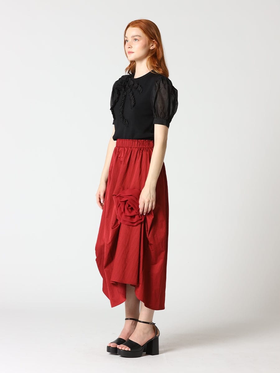 Side Trim Detail Gather Skirt SKIRT Gracia Fashion 