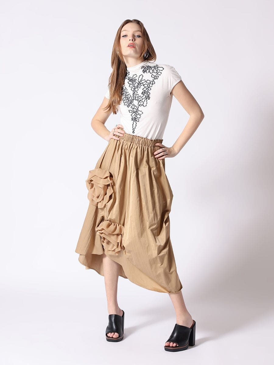 Side Trim Detail Gather Skirt SKIRT Gracia Fashion 