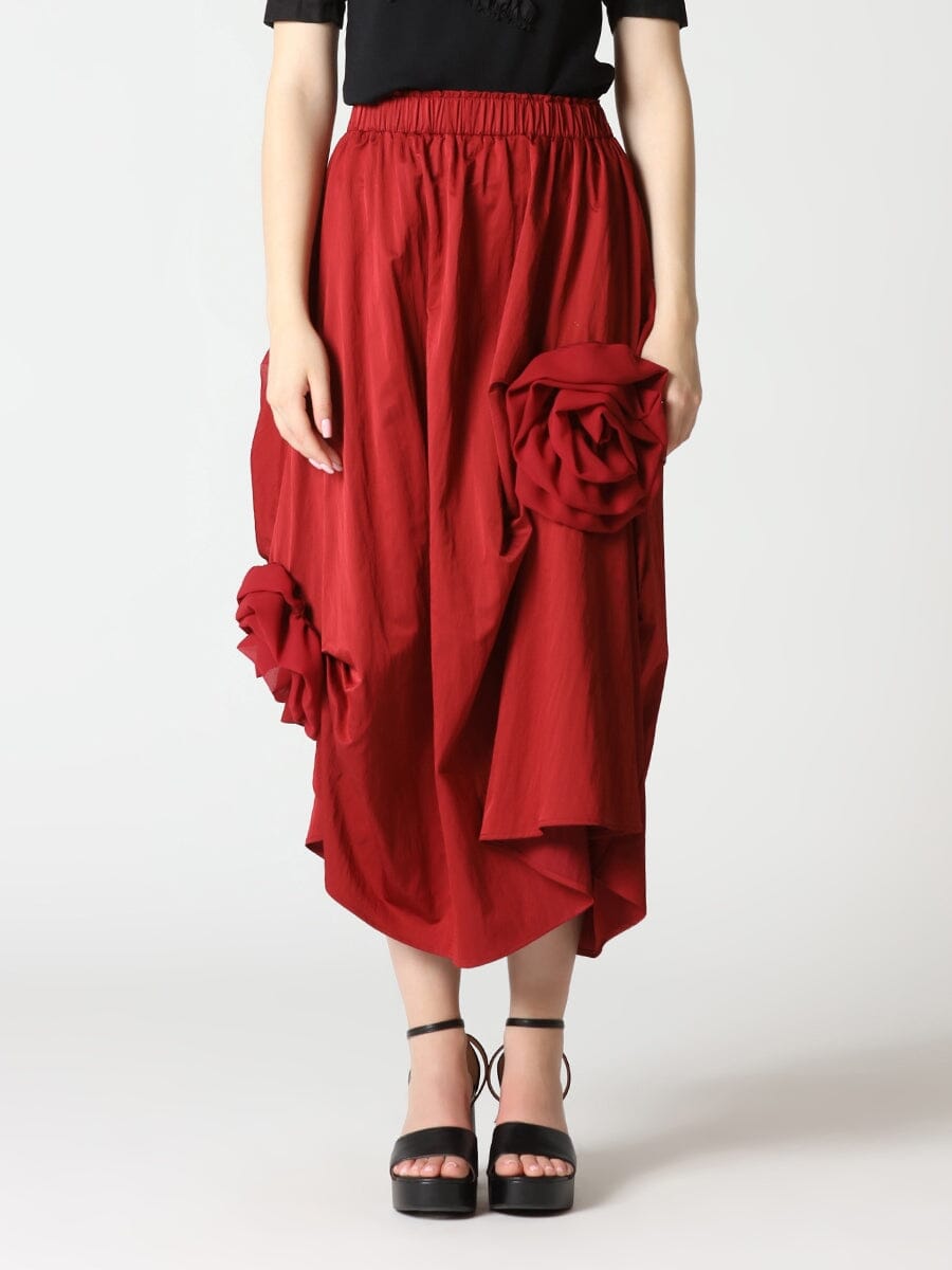 Side Trim Detail Gather Skirt - Gracia Fashion