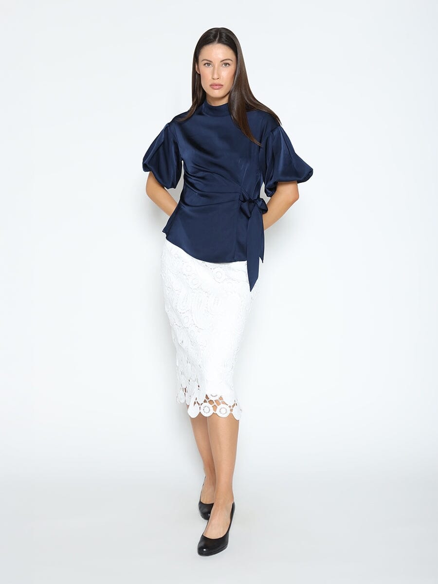 Flower Embroidery 2-Way Chiffon Blouse – axes femme from JAPAN
