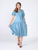 Side waist belt short sleeve dress DRESS Gracia Fashion 