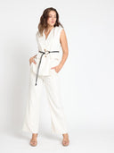 Sleeveless belted vest with pleated shoulder JACKET Gracia Fashion 