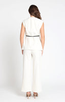 Sleeveless belted vest with pleated shoulder JACKET Gracia Fashion 