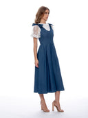 Sleeveless Bow-Shoulder Wide-Leg Denim Jumpsuit JUMPSUIT Gracia Fashion 