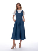 Sleeveless Bow-Shoulder Wide-Leg Denim Jumpsuit JUMPSUIT Gracia Fashion 