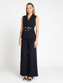 Sleeveless Double Breasted Vest W/ Belt VEST Gracia Fashion 