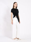 Sleeveless Flower Applique Sharp Asymmetrical Top TOP Gracia Fashion 