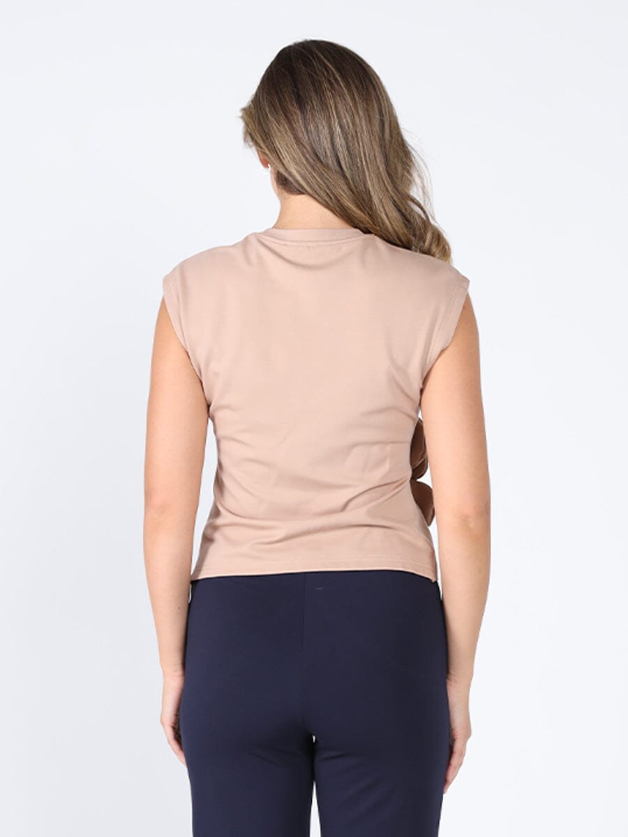 Sleeveless Flower Applique Sharp Asymmetrical Top TOP Gracia Fashion 