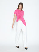 Sleeveless Flower Applique Sharp Asymmetrical Top TOP Gracia Fashion 