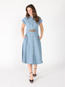 Sleeveless front button open denim dress DRESS Gracia Fashion 