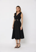 Sleeveless Notched-Lapel Collar Belted Long Jacket JACKET Gracia Fashion 