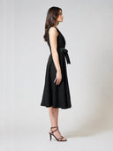 Sleeveless Notched-Lapel Collar Belted Long Jacket JACKET Gracia Fashion 