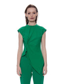 Sleeveless Pinched Front Sharp Asymmetrical Top TOP Gracia Fashion GREEN S 