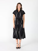 Sleeveless Shirt Collar Belt Dress DRESS Gracia Fashion BLACK S 