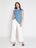 Sleeveless Side Drape Top TOP Gracia Fashion 