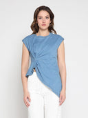 Sleeveless Side Drape Top TOP Gracia Fashion DENIM S 