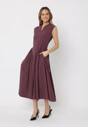 Sleeveless Side Gathered Maxi Dress DRESS Gracia Fashion 