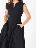 Sleeveless Side Gathered Maxi Dress DRESS Gracia Fashion 
