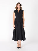 gracia fashion dresses Floral Applique Satin & Cotton Fabric Dress Black / L Made from 70% rayon and 30% linen Maxi Dresses Gracia Fashion