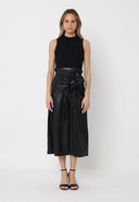 Sleeveless Tie Detail Front Midi-Dress DRESS Gracia Fashion BLACK S 