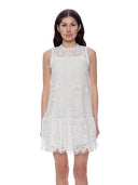 Sleeveless Tiered Hem Solid Lace Babydoll Dress DRESS Gracia Fashion WHITE S 
