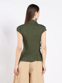 Sleeveless Top with Shirring Detail Peplum Top TOP Gracia Fashion 