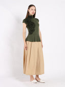 Sleeveless Top with Shirring Detail Peplum Top TOP Gracia Fashion 
