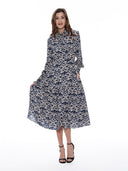 Smocked Shell Print Maxi Dress DRESS Gracia Fashion 
