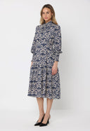 Smocked Shell Print Maxi Dress DRESS Gracia Fashion 