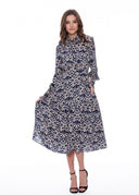 Smocked Shell Print Maxi Dress DRESS Gracia Fashion BLUE S 
