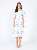 Smocked Waist Puff Sleeve Floral Eyelet Dress DRESS Gracia Fashion WHITE S 