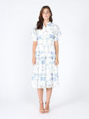 Smocked Waist Puff Sleeve Floral Eyelet Dress DRESS Gracia Fashion WHITE S 