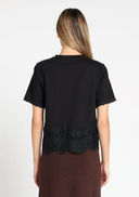 Solid Bottom & Sleeve Lace Detail Top TOP Gracia Fashion 
