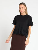 Solid Bottom & Sleeve Lace Detail Top TOP Gracia Fashion 