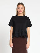 Solid Bottom & Sleeve Lace Detail Top TOP Gracia Fashion BLACK S 