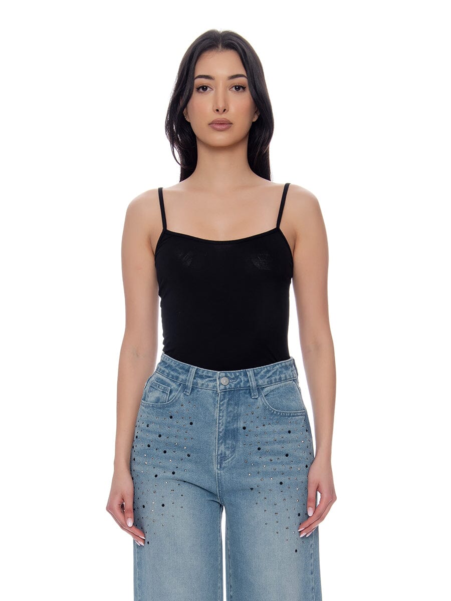Solid Cami Tank Top TOP Gracia Fashion BLACK S 