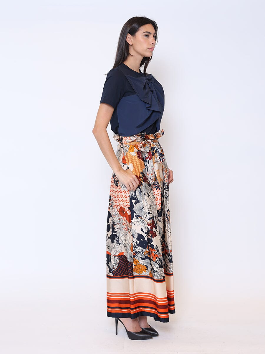 Solid Color Bow Front Ruffle T-Shirt TOP Gracia Fashion 