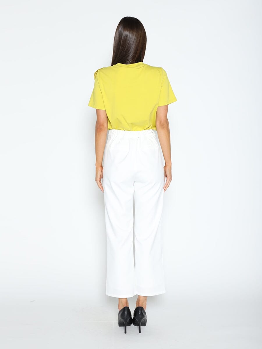 Solid Color Bow Front Ruffle T-Shirt TOP Gracia Fashion 