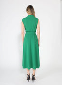 Solid Color Front Tie Belt Mock Neck Dress DRESS Gracia Fashion 