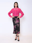 Solid Color Pearl Beaded Collar Long Sleeve Shirt TOP Gracia Fashion 