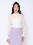 Solid Color Pearl Beaded Collar Long Sleeve Shirt TOP Gracia Fashion IVORY S 
